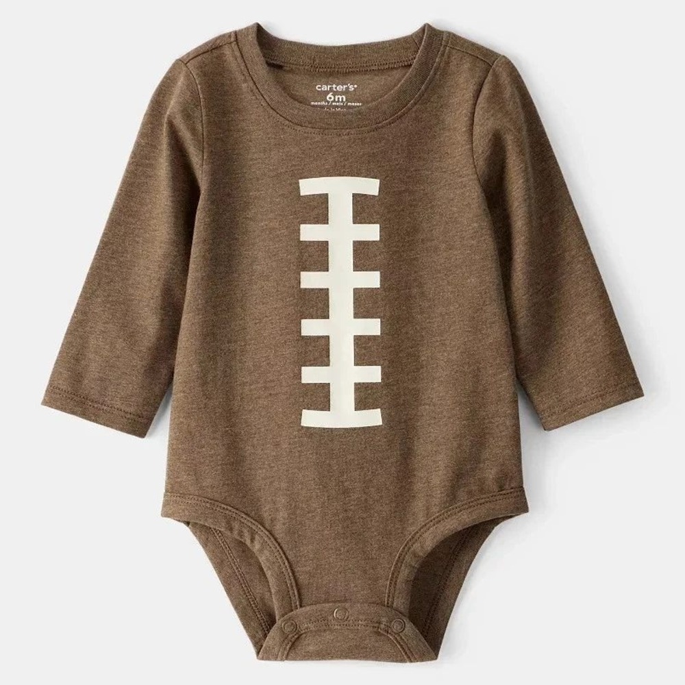 Carters Baby Boy Football Bodysuit NWT Long Sleeve Brown 3 MONTHS🏈
